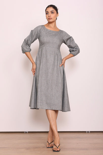 Grey A-line midi dress