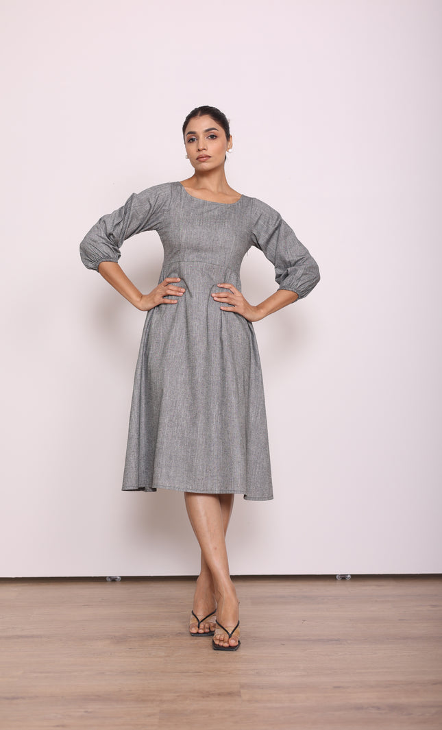 Grey A-line midi dress