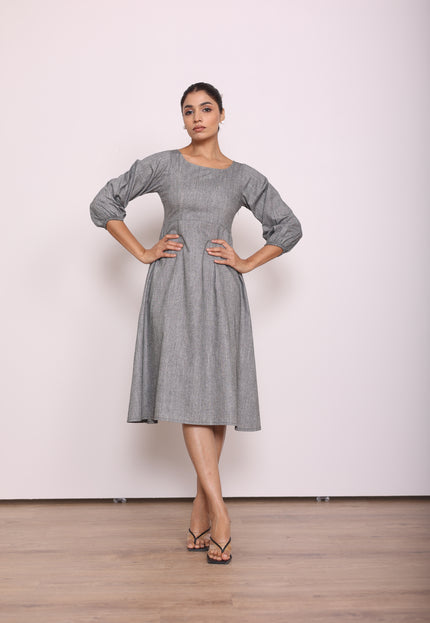 Grey A-line midi dress
