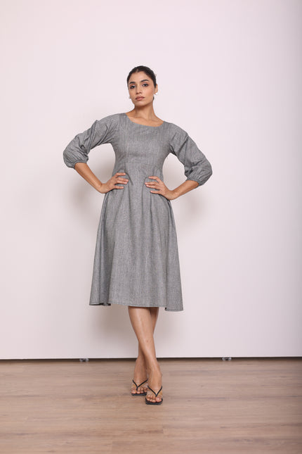 Grey A-line midi dress