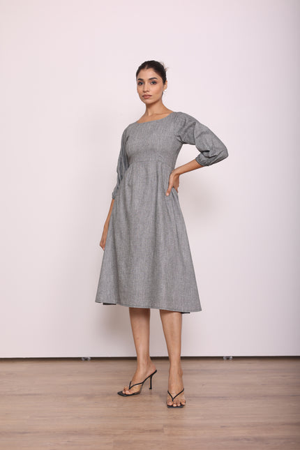 Grey A-line midi dress