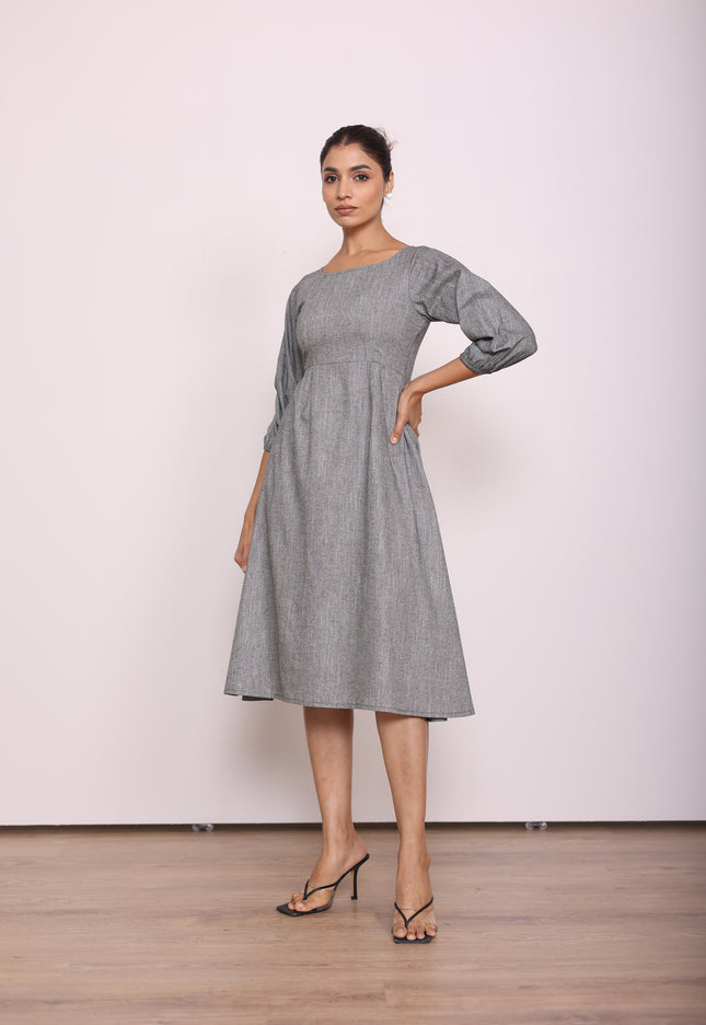 Grey A-line midi dress