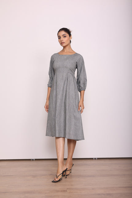 Grey A-line midi dress