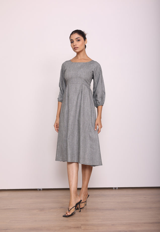 Grey A-line midi dress