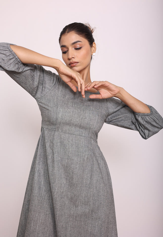 Grey A-line midi dress