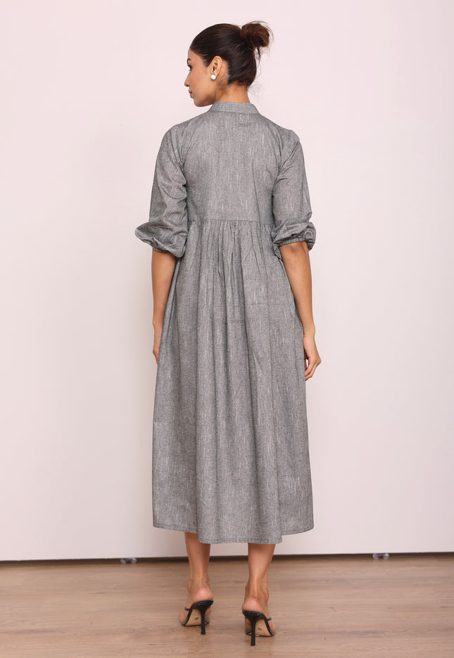 Grey gathered midi dress