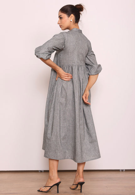 Grey gathered midi dress