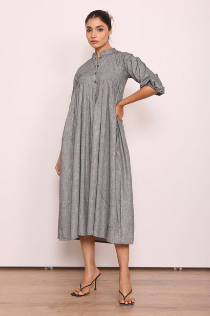 Grey gathered midi dress