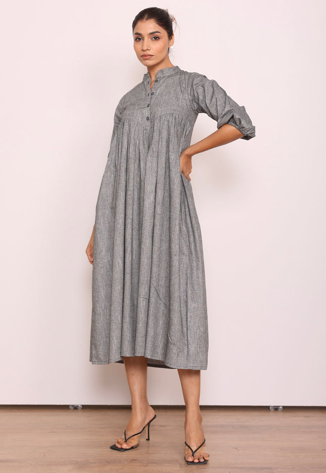 Grey gathered midi dress