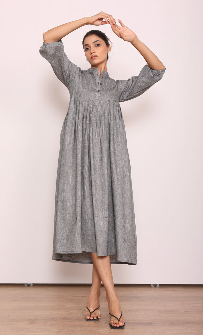 Grey gathered midi dress
