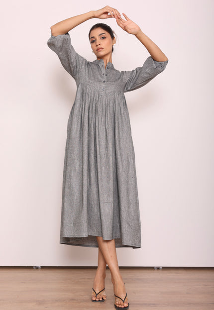 Grey gathered midi dress