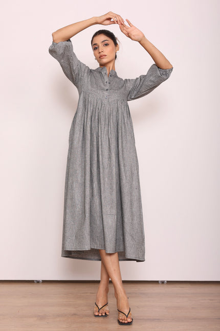 Grey gathered midi dress