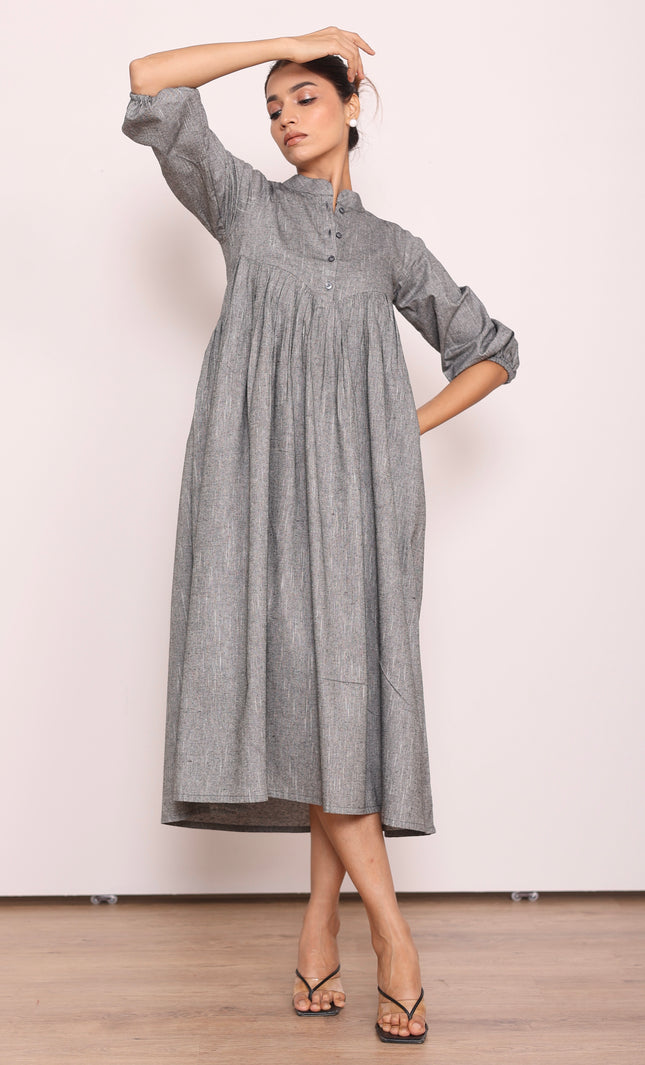 Grey gathered midi dress