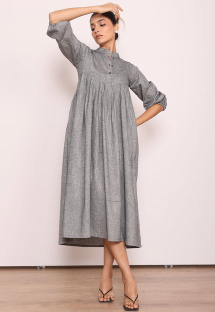 Grey gathered midi dress