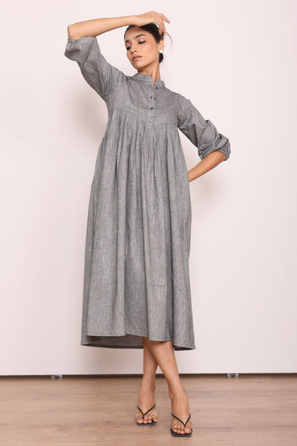 Grey gathered midi dress