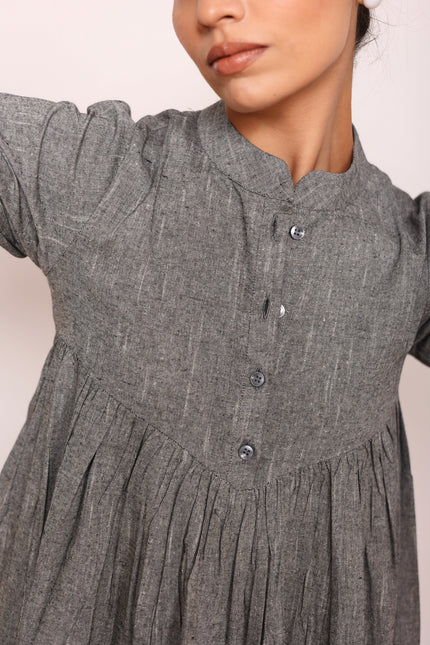 Grey gathered midi dress