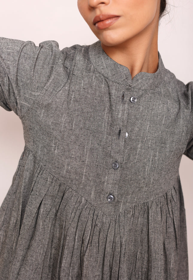 Grey gathered midi dress