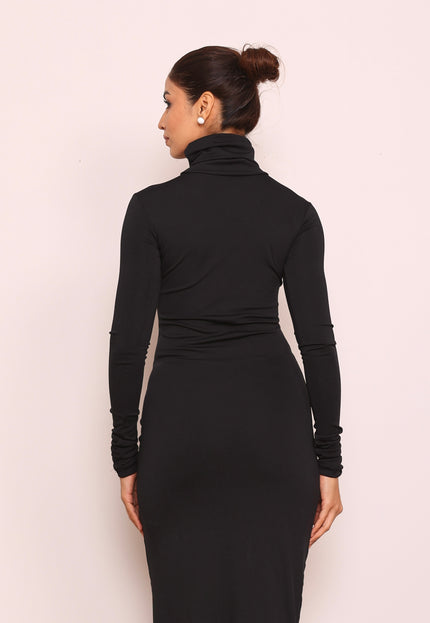 Long sleeves high-neck body con dress