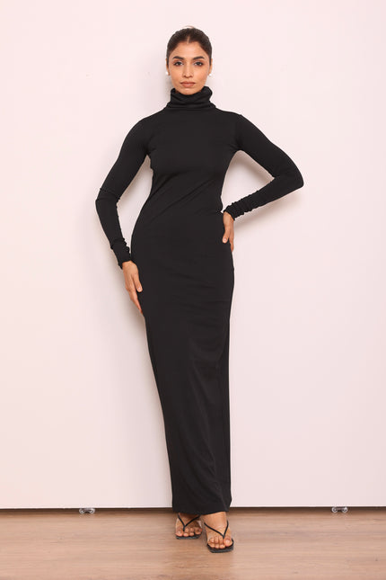 Long sleeves high-neck body con dress