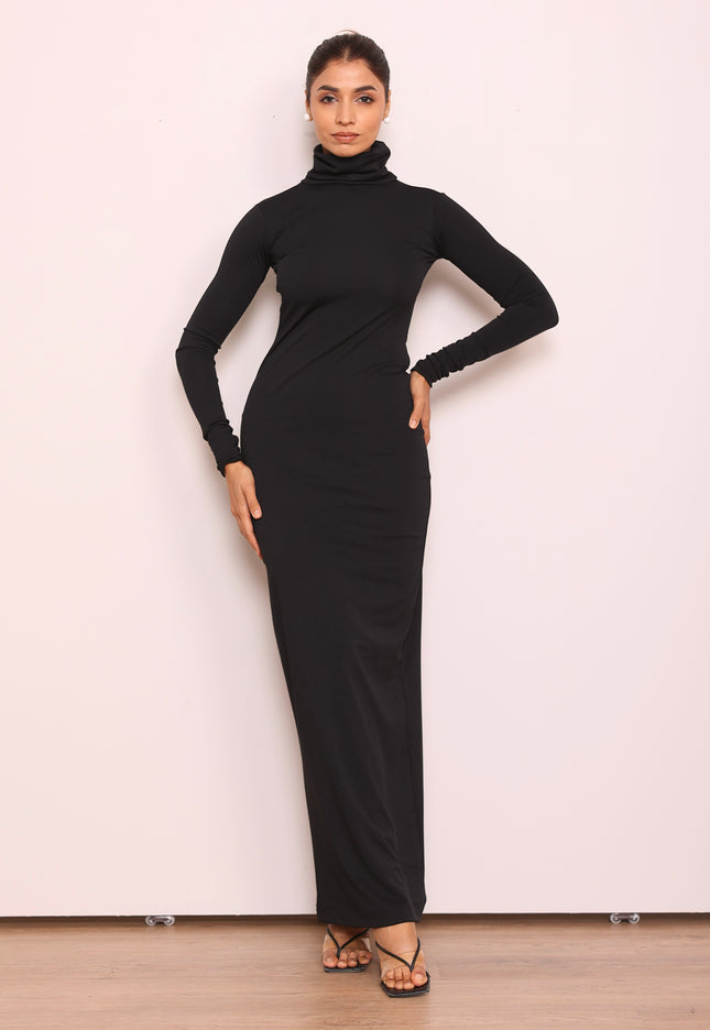 Long sleeves high-neck body con dress