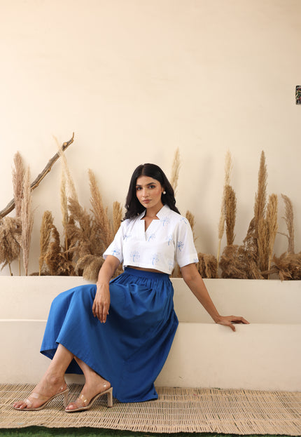 Midi skirt and star neck crop top
