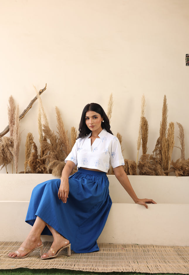 Midi skirt and star neck crop top