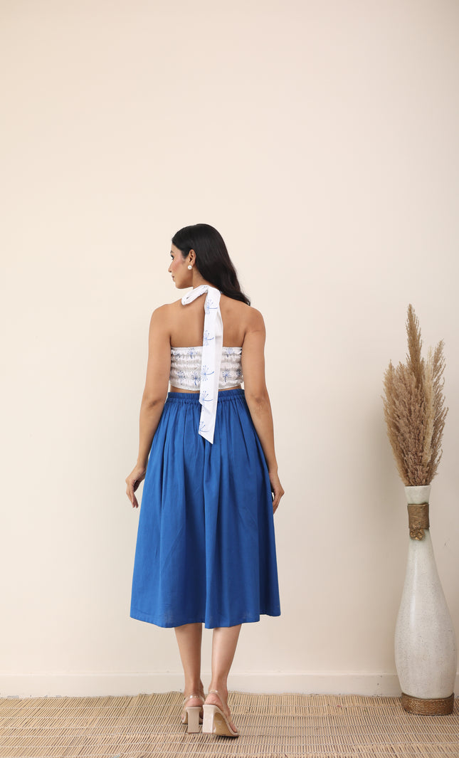 Cotton midi skirt and bandeau top