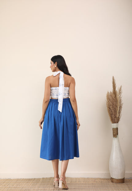 Cotton midi skirt and bandeau top