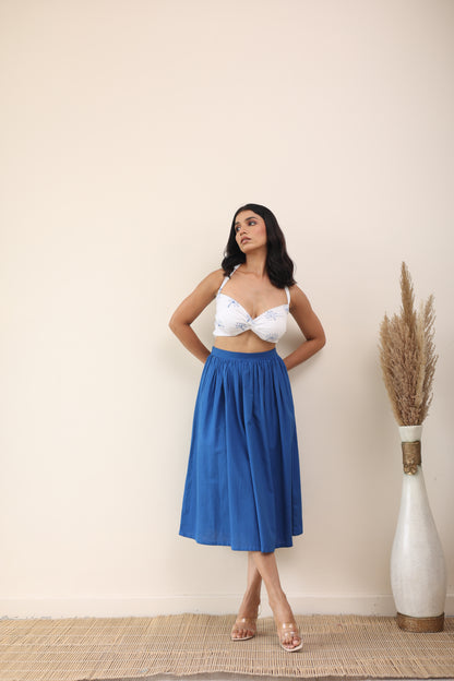 Cotton midi skirt and bandeau top