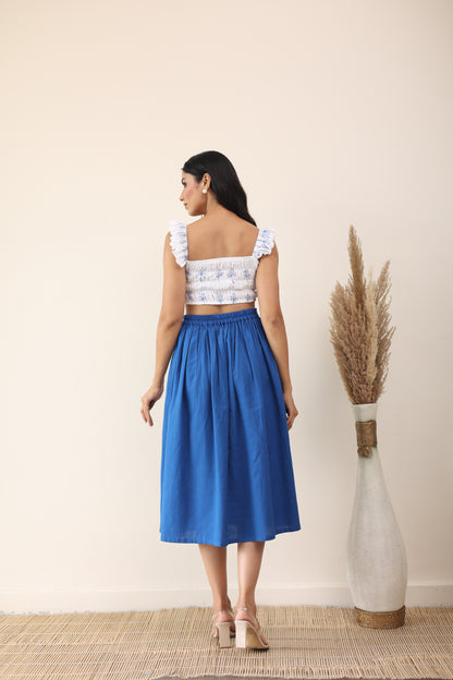 Cotton midi skirt and crop top