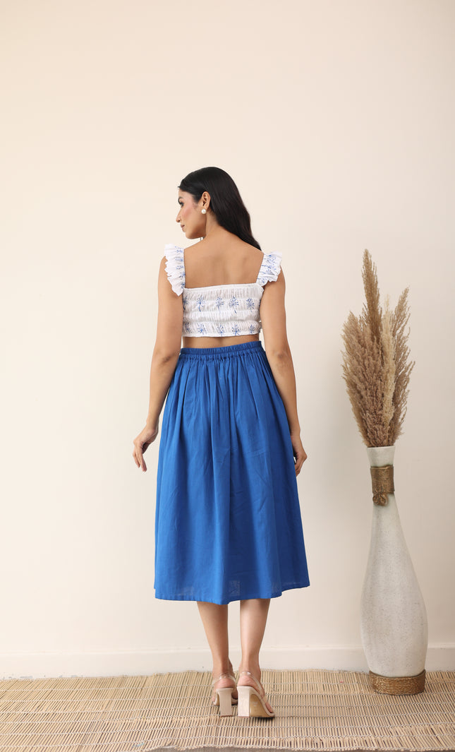 White cotton frill top