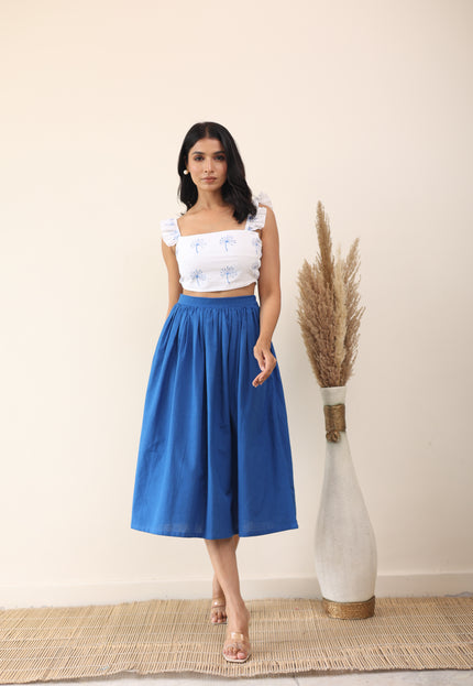 White cotton frill top
