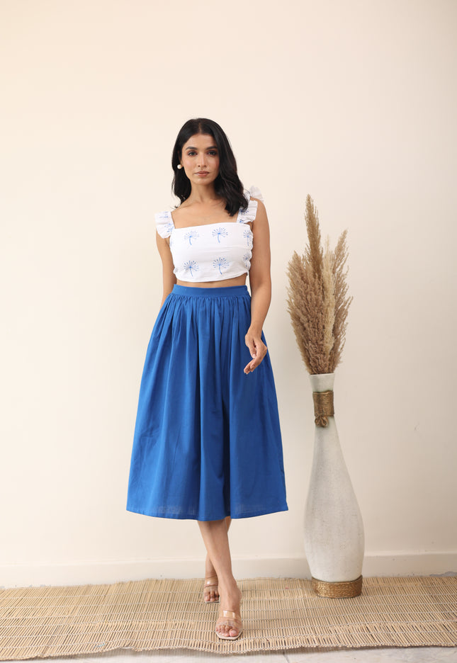 White cotton frill top