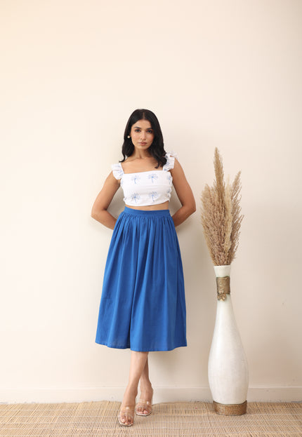 Cotton midi skirt and crop top