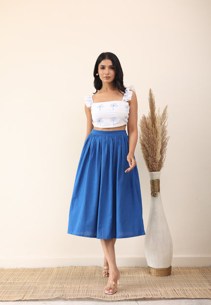 Cotton midi skirt and crop top