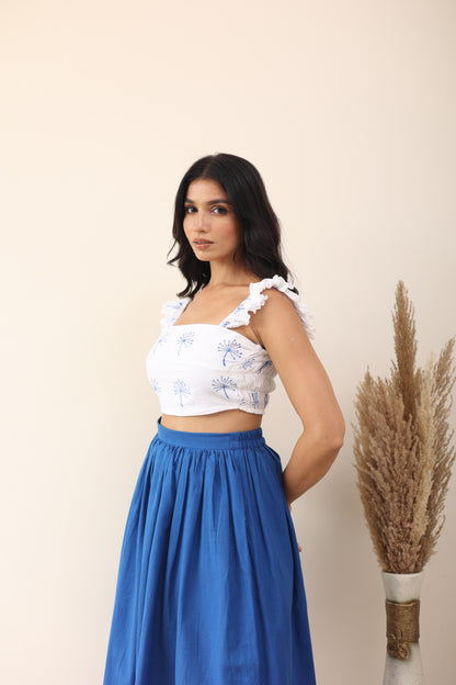 Cotton midi skirt and crop top