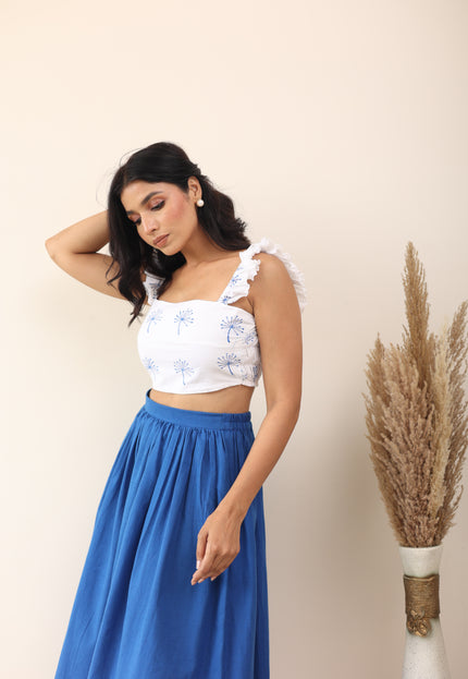 Cotton midi skirt and crop top