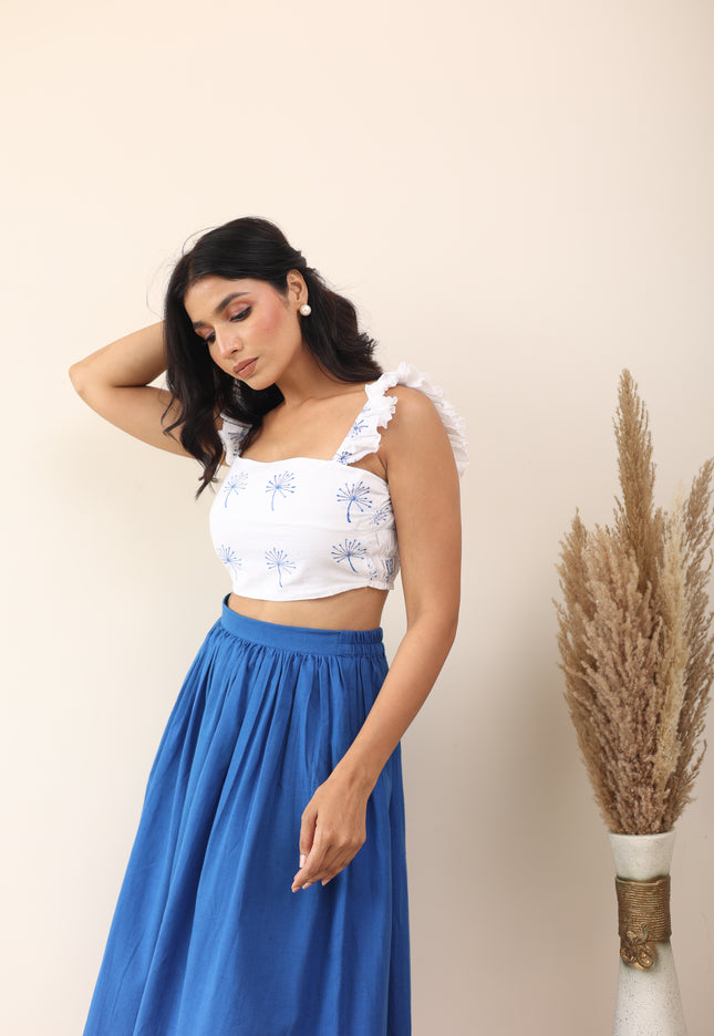 Cotton midi skirt and crop top