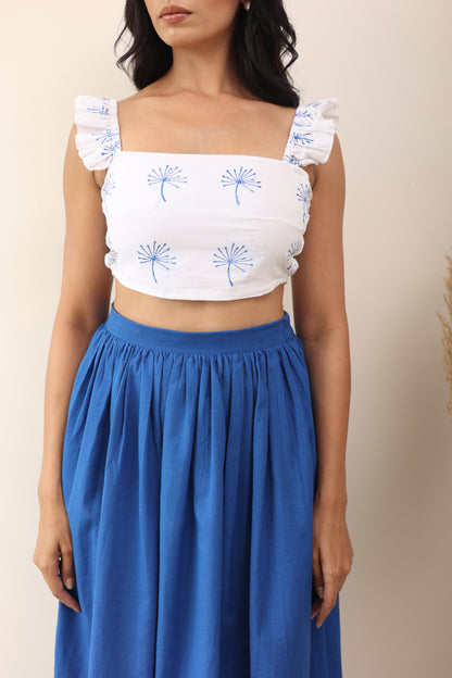 Cotton midi skirt and crop top