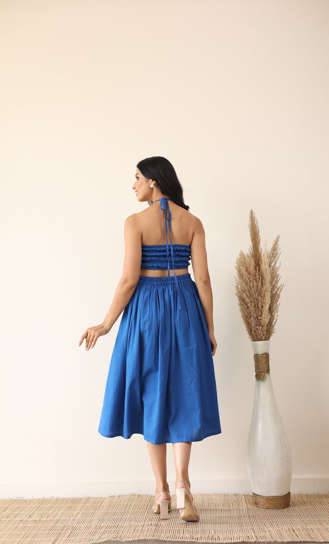 Cotton midi skirt and bandeau top