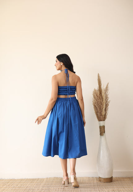 Cotton midi skirt and bandeau top