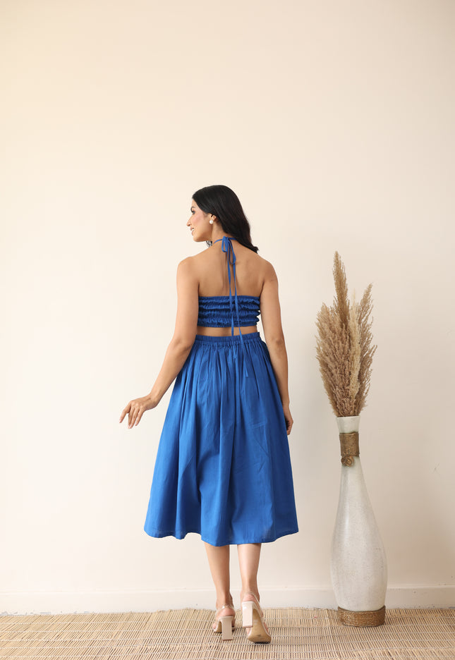 Cotton midi skirt and bandeau top