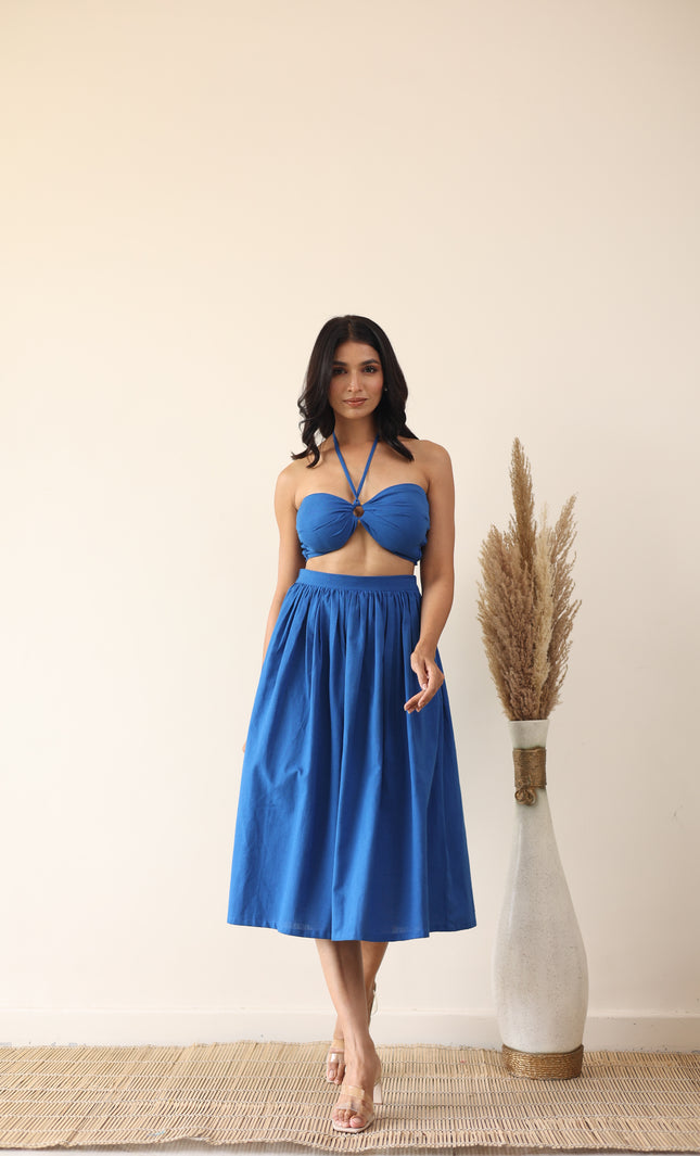 Royal blue cotton bandeau top.