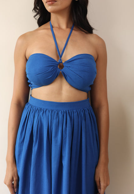 Cotton midi skirt and bandeau top
