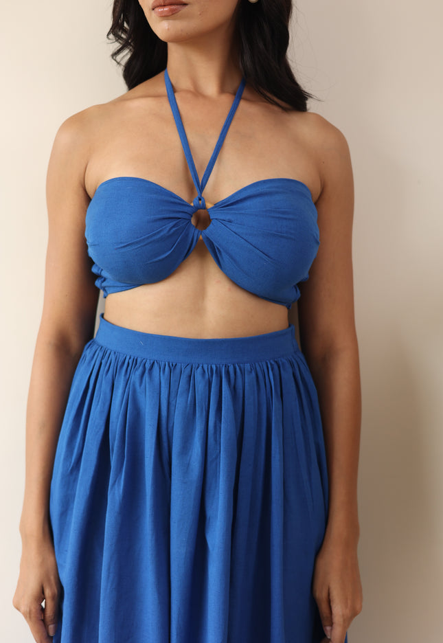 Cotton midi skirt and bandeau top