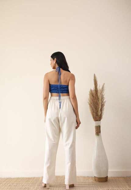 Linen high waist pant with bandeau top