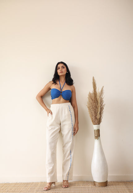 Linen high waist pant with bandeau top