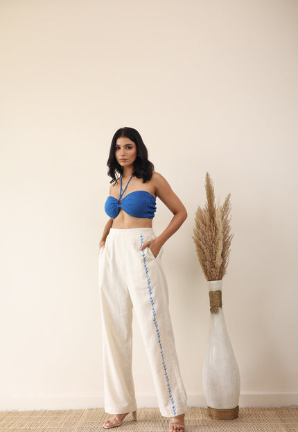 Linen high waist pant with bandeau top