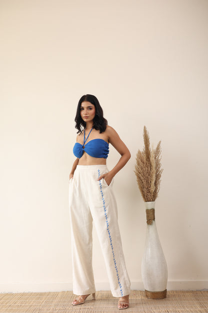 Linen high waist pant with bandeau top