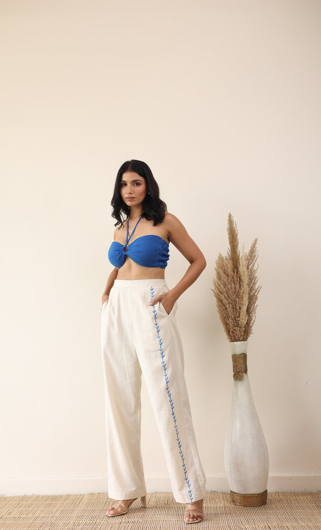 Beige high waist trousers
